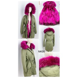 Real Fur Pink Hooded Coat